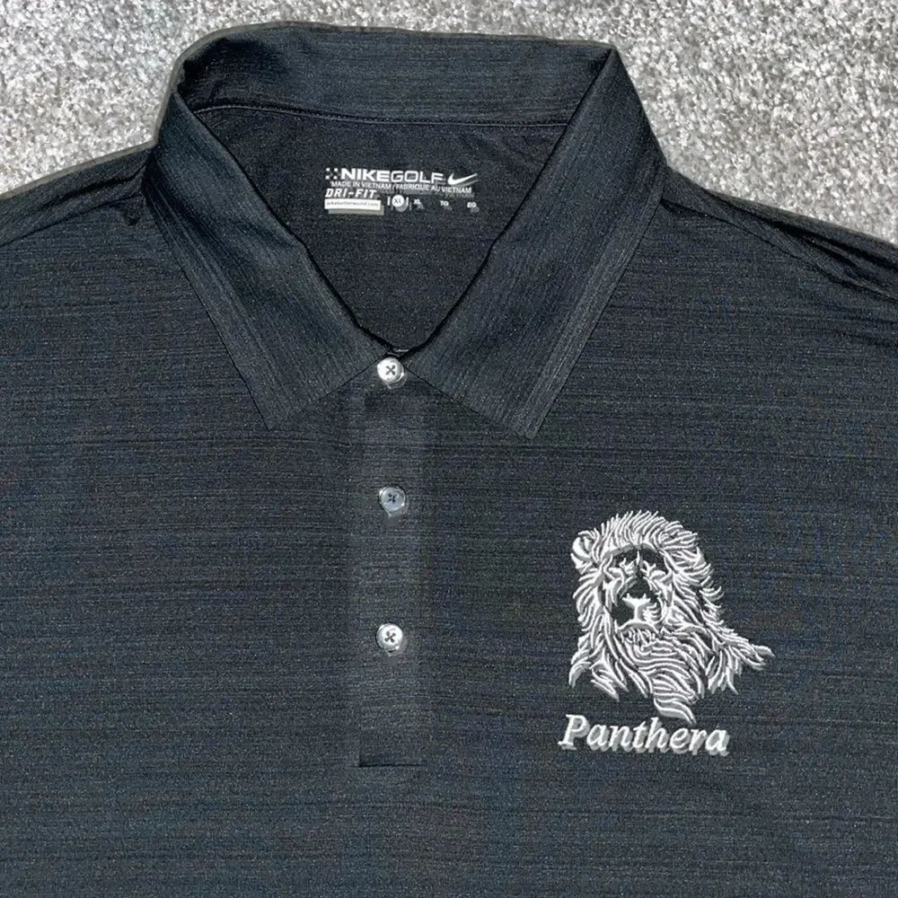 New Black Nike Dri Fit Polyester Panthera Lighweight Carolina Golf Polo Shirt XL